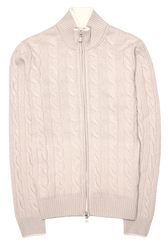 Gran Sasso Cable Knit Zip Natural