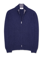 Gran Sasso Full Zip Wool Cashmere Blue