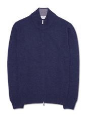 Gran Sasso Full Zip Wool Cashmere Blue