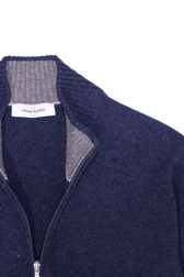 Gran Sasso Full Zip Wool Cashmere Blue