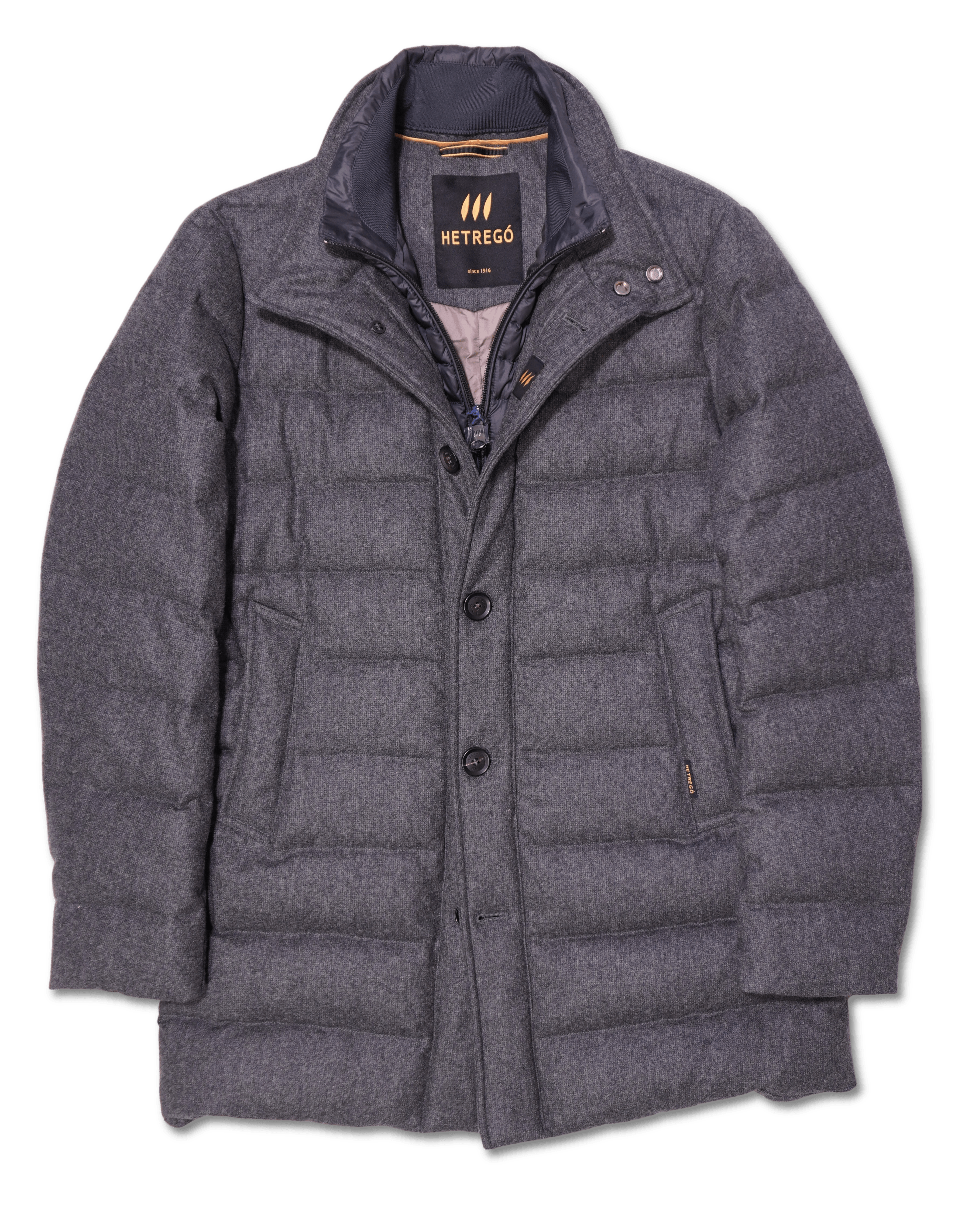 Hetrego Flannel Bib Down Coat Grey