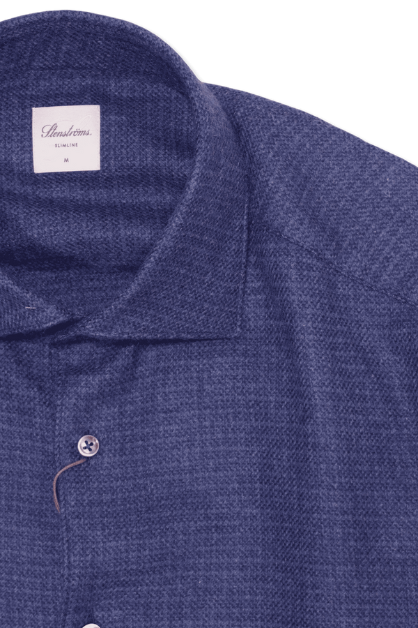 Stenströms Shirt Flannel Dark Denim Blue