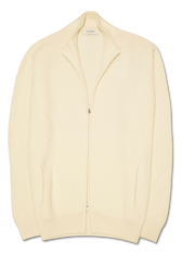 Gran Sasso Wool Cashmere Rib Full Zip Ecru