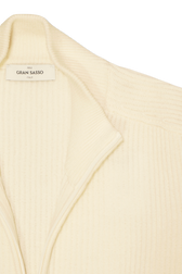 Gran Sasso Wool Cashmere Rib Full Zip Ecru