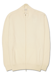 Gran Sasso Wool Cashmere Rib Full Zip Ecru
