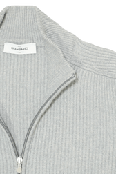 Gran Sasso Wool Cashmere Rib Full Zip Light Grey