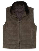 Zonda Suede Vest Shearling Collar Brown