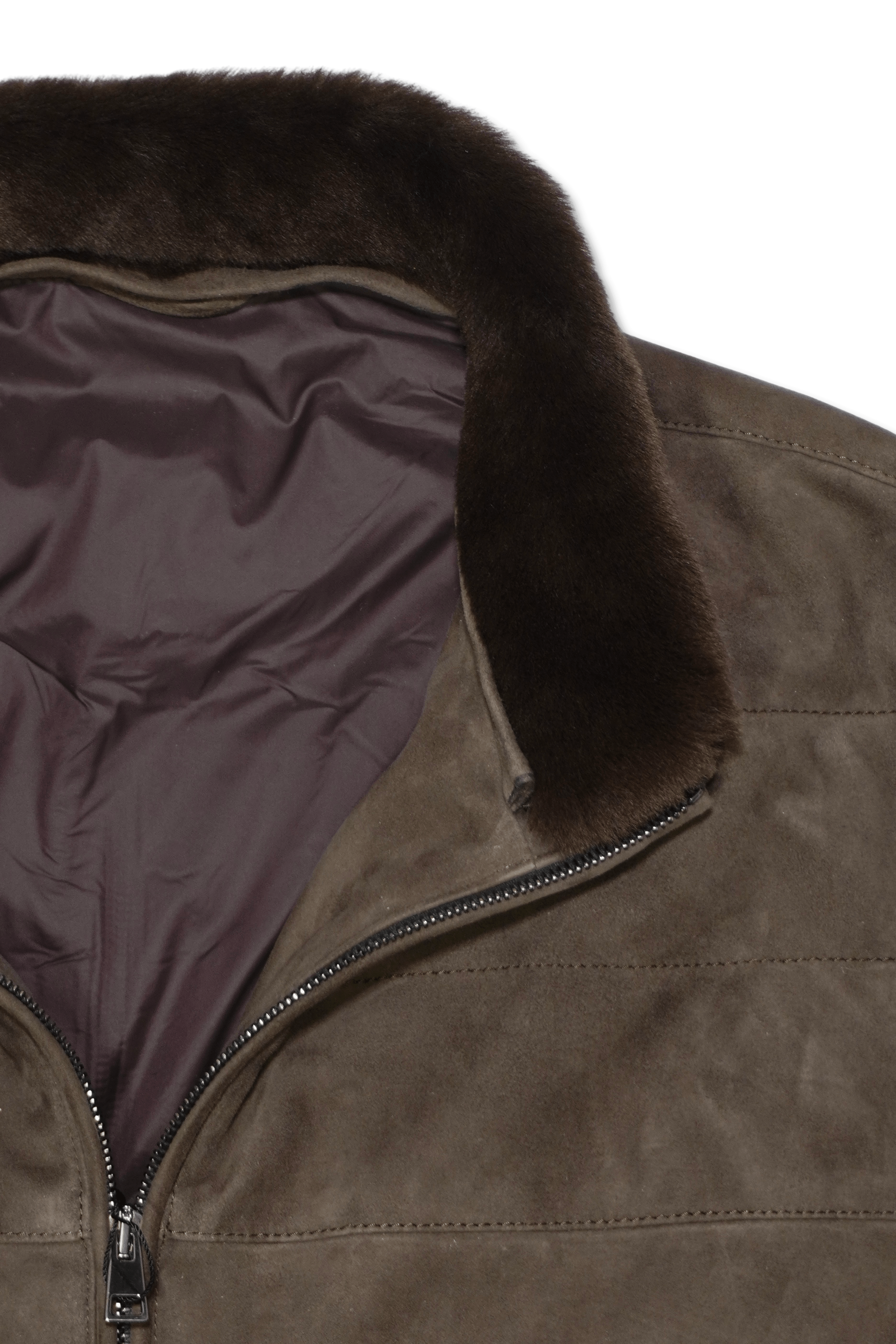 Zonda Suede Vest Shearling Collar Brown