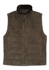 Zonda Suede Vest Shearling Collar Brown