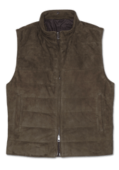 Zonda Suede Vest Shearling Collar Brown