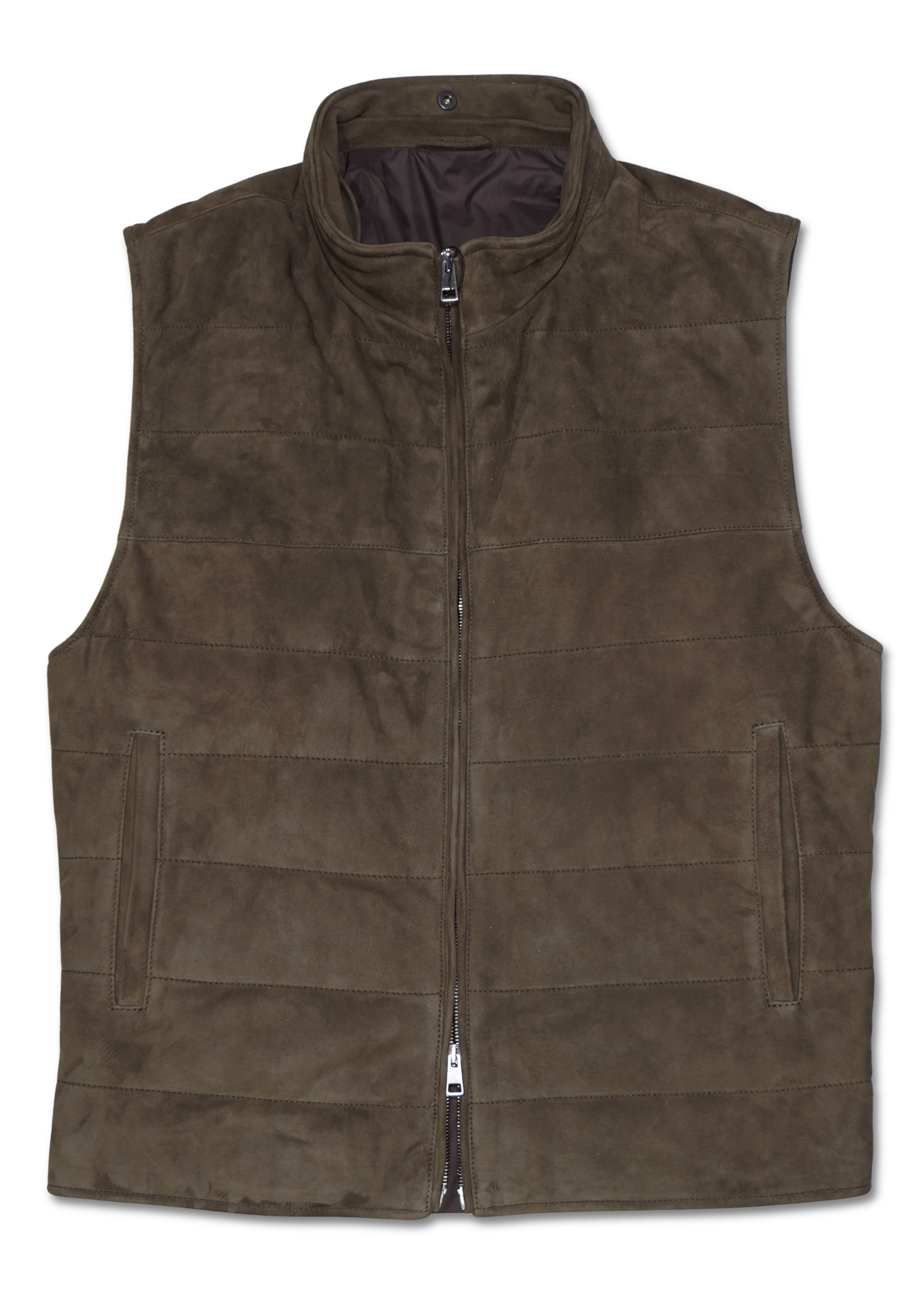 Zonda Suede Vest Shearling Collar Brown