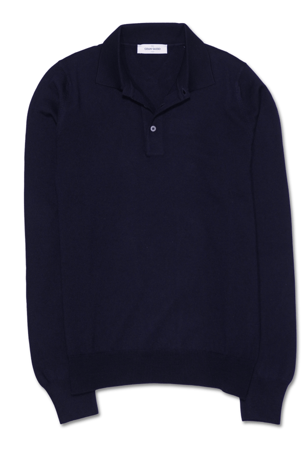 Gran Sasso Merino Polo Shirt Navy