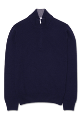 Gran Sasso Half Zip Wool Cashmere Navy