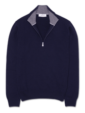 Gran Sasso Half Zip Wool Cashmere Navy