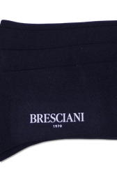 Bresciani Ribbed Pure Cotton Socks Navy