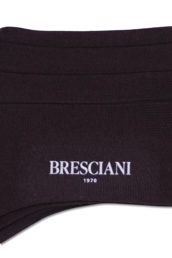 Bresciani Ribbed Pure Cotton Socks Brown