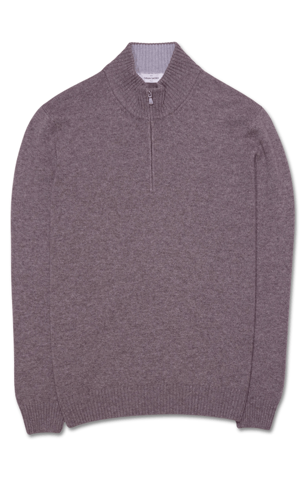 Gran Sasso Half Zip Wool Cashmere Taupe
