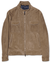 Zonda Shearling Trim Suede Jacket Taupe