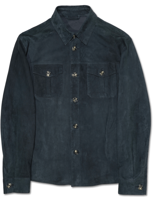 Barba Napoli Suede Shirt Dark Blue
