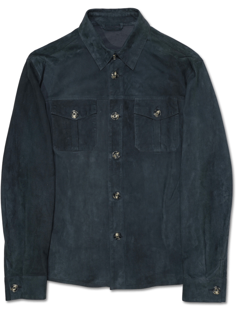 Barba Napoli Suede Shirt Dark Blue