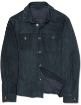 Barba Napoli Suede Shirt Dark Blue