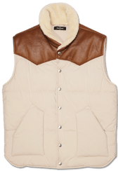 Gran Sasso Leather Patch Vest Beige