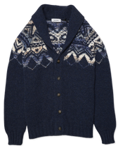 Gran Sasso Shawl Collar Patterned Blue