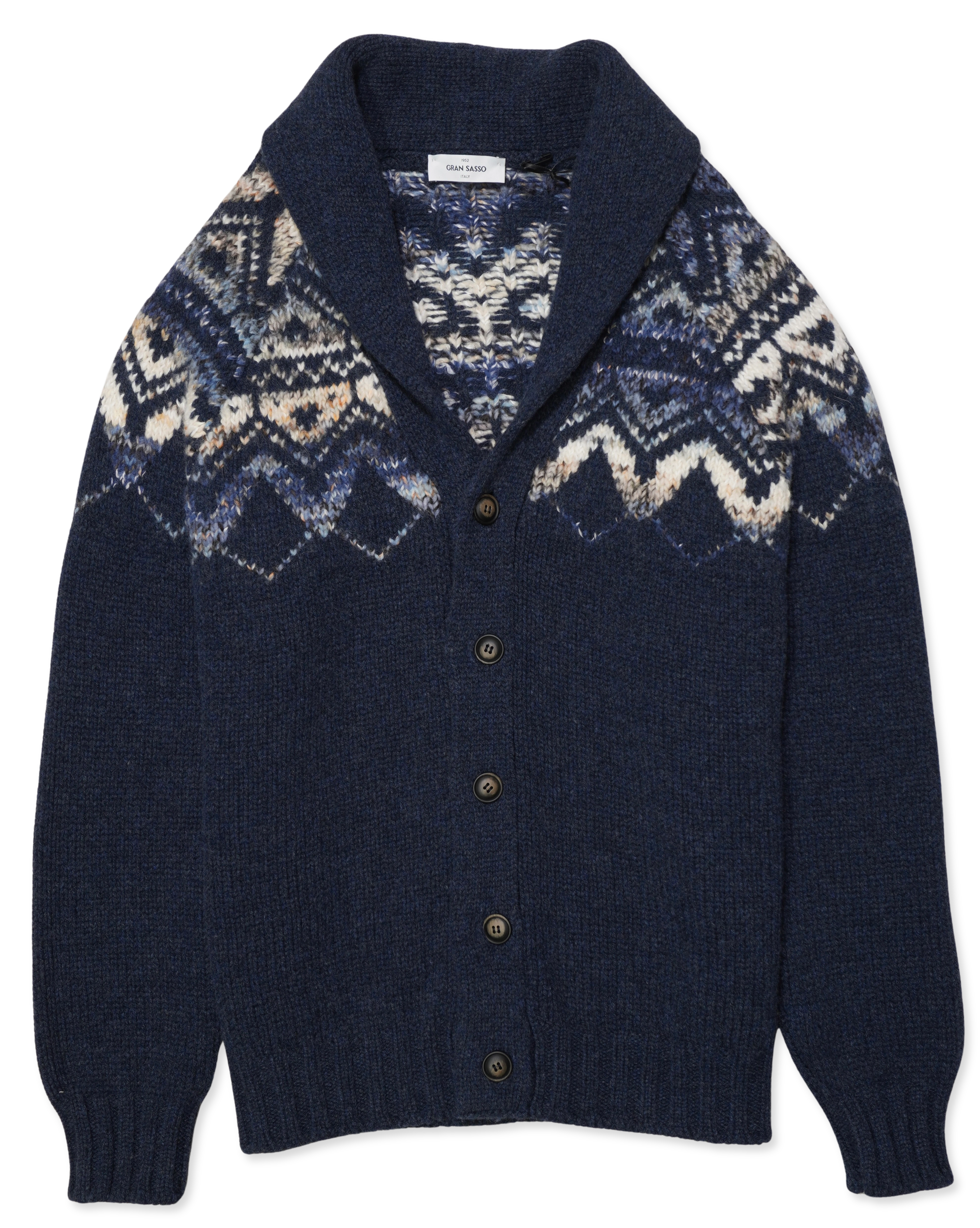 Gran Sasso Shawl Collar Patterned Blue