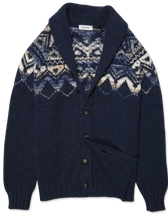 Gran Sasso Shawl Collar Patterned Blue