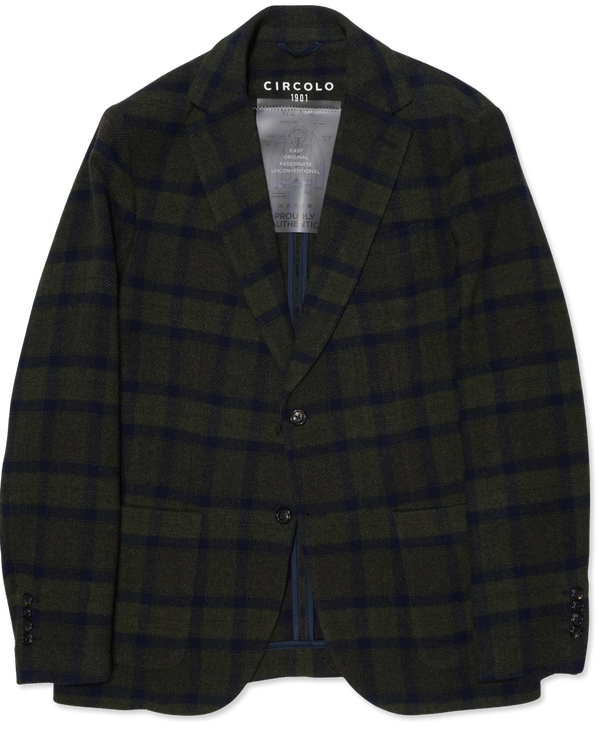 Circolo Wool Jacket Check Dark Green