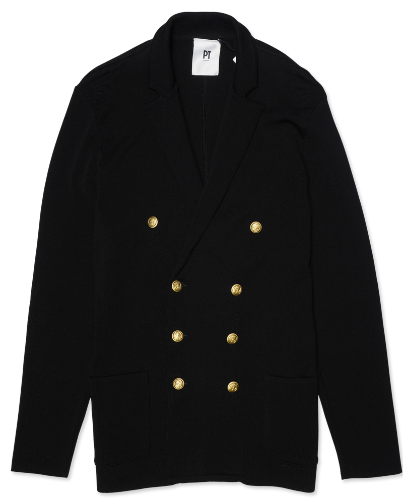 PT Torino Double Breasted Knit Blazer Black
