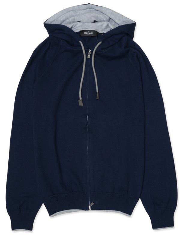 Gran Sasso Cashmere Cotton Hoodie Navy