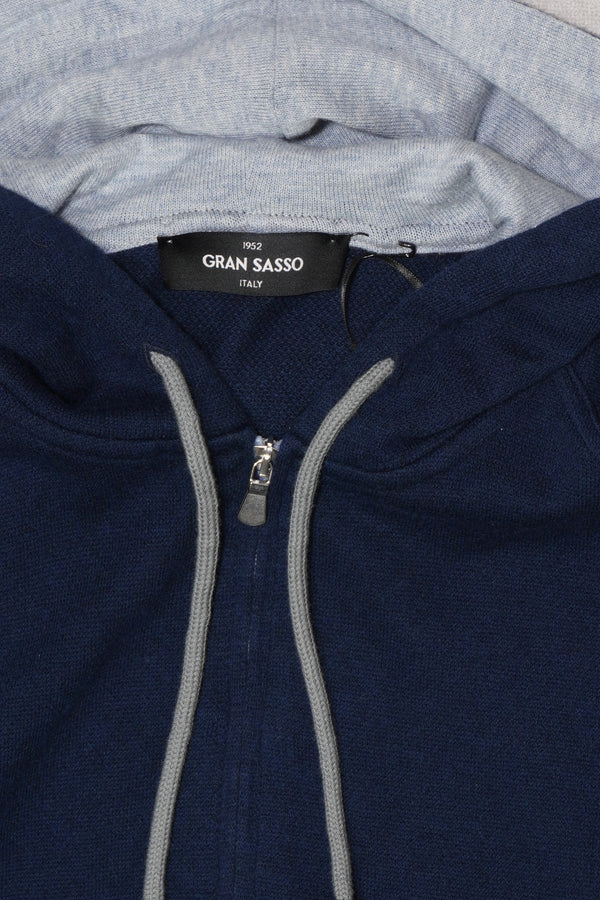 Gran Sasso Cashmere Cotton Hoodie Navy