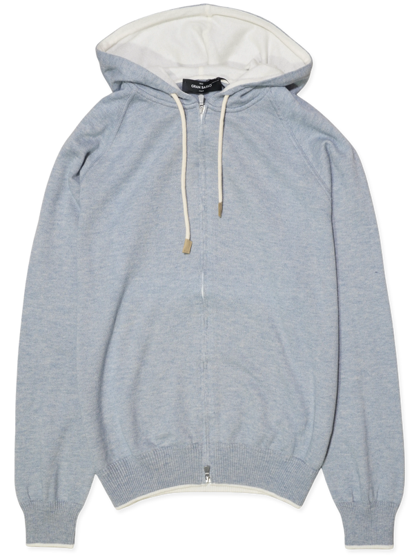 Gran Sasso Cashmere Cotton Hoodie Light Blue
