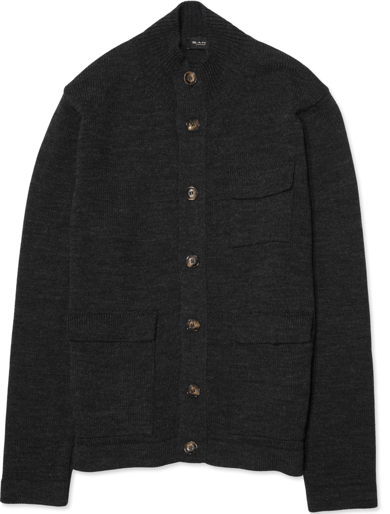 Sand Buttoned Cardigan Dark Grey