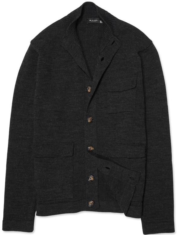 Sand Buttoned Cardigan Dark Grey
