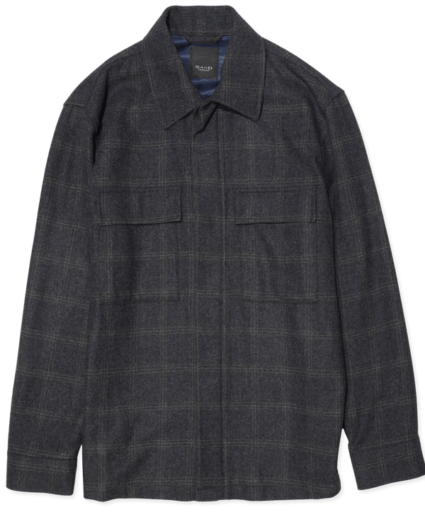 Sand Flannel Overshirt Check Dark Grey