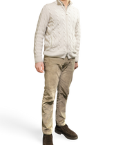 Gran Sasso Cable Knit Zip Natural