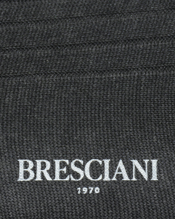 Bresciani Pure Cotton Ribbed Socks Dark Grey