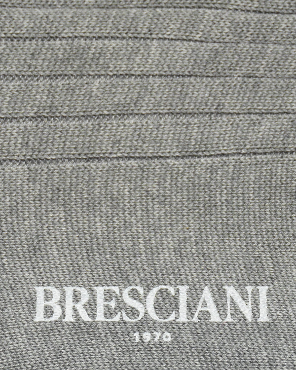 Bresciani Pure Cotton Ribbed Socks Light Grey