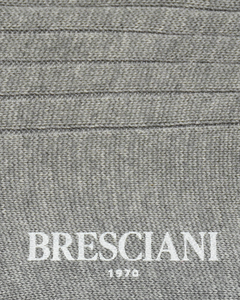 Bresciani Pure Cotton Ribbed Socks Light Grey