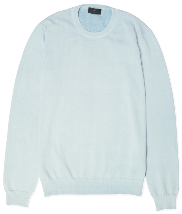 Dondup Crewneck Garment Dyed Cotton Light Blue