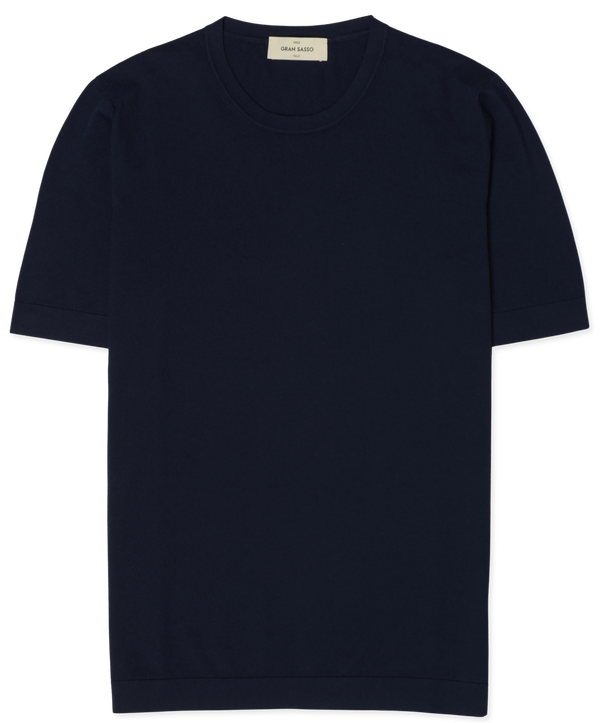 Gran Sasso Knitted T-Shirt Washed Cotton Navy