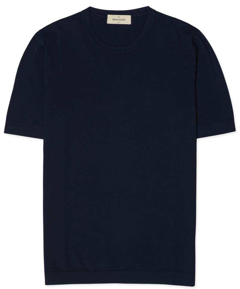Gran Sasso Knitted T-Shirt Washed Cotton Navy