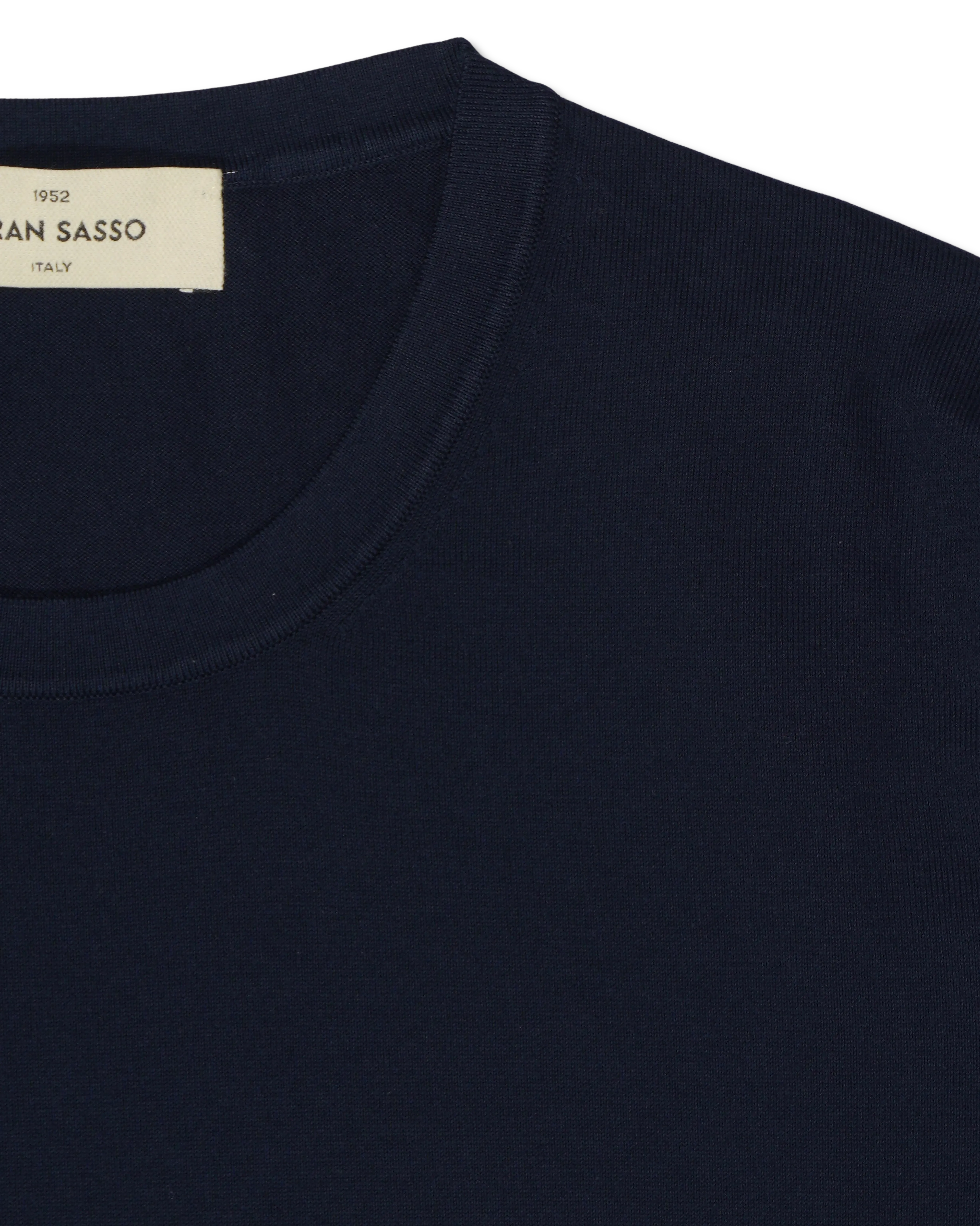 Gran Sasso Knitted T-Shirt Washed Cotton Navy