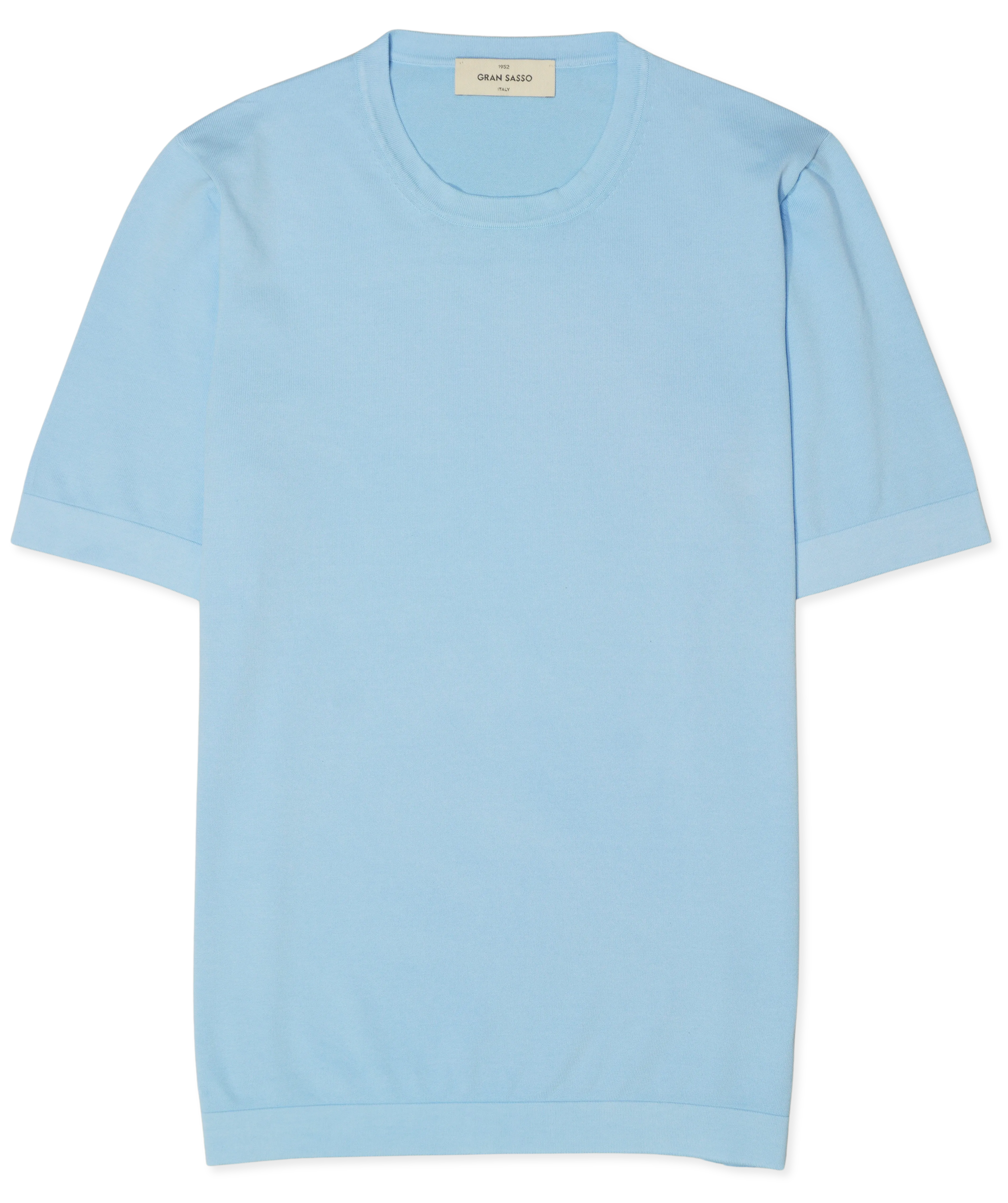 Gran Sasso Knitted T-Shirt Washed Cotton Light Blue