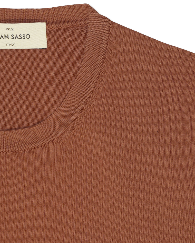 Gran Sasso Knitted T-Shirt Washed Cotton Terracotta