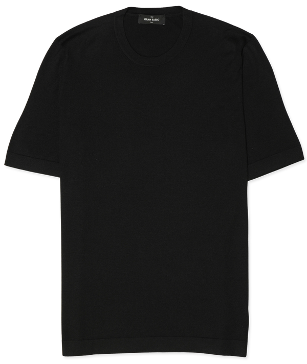 Gran Sasso Knitted T-Shirt Cashmere Silk Black