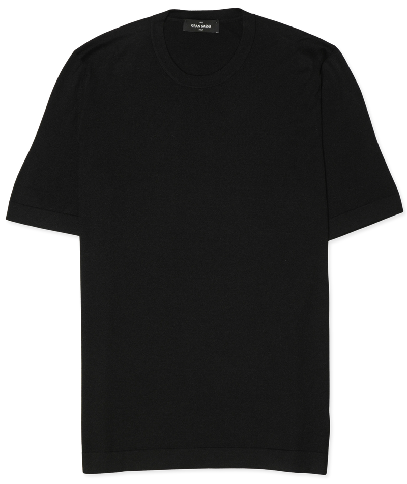 Gran Sasso Knitted T-Shirt Cashmere Silk Black