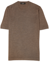Gran Sasso Knitted T-Shirt Cashmere Silk Light Brown